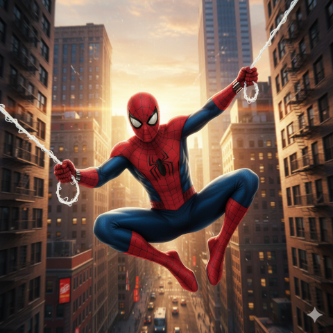 Spider-Man swinging with crypto web meme - $AVGR